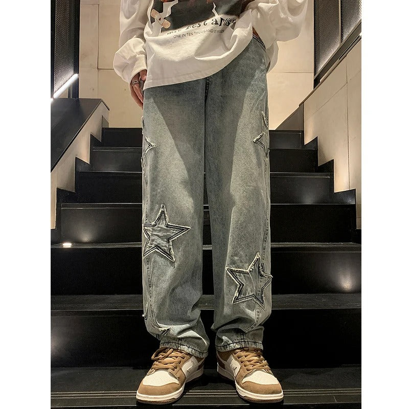 Jeans streetwear a gamba larga