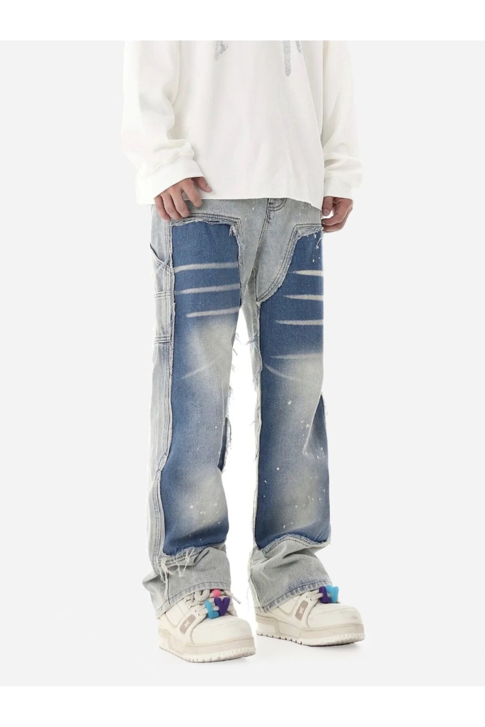 Jeans con design a vernice