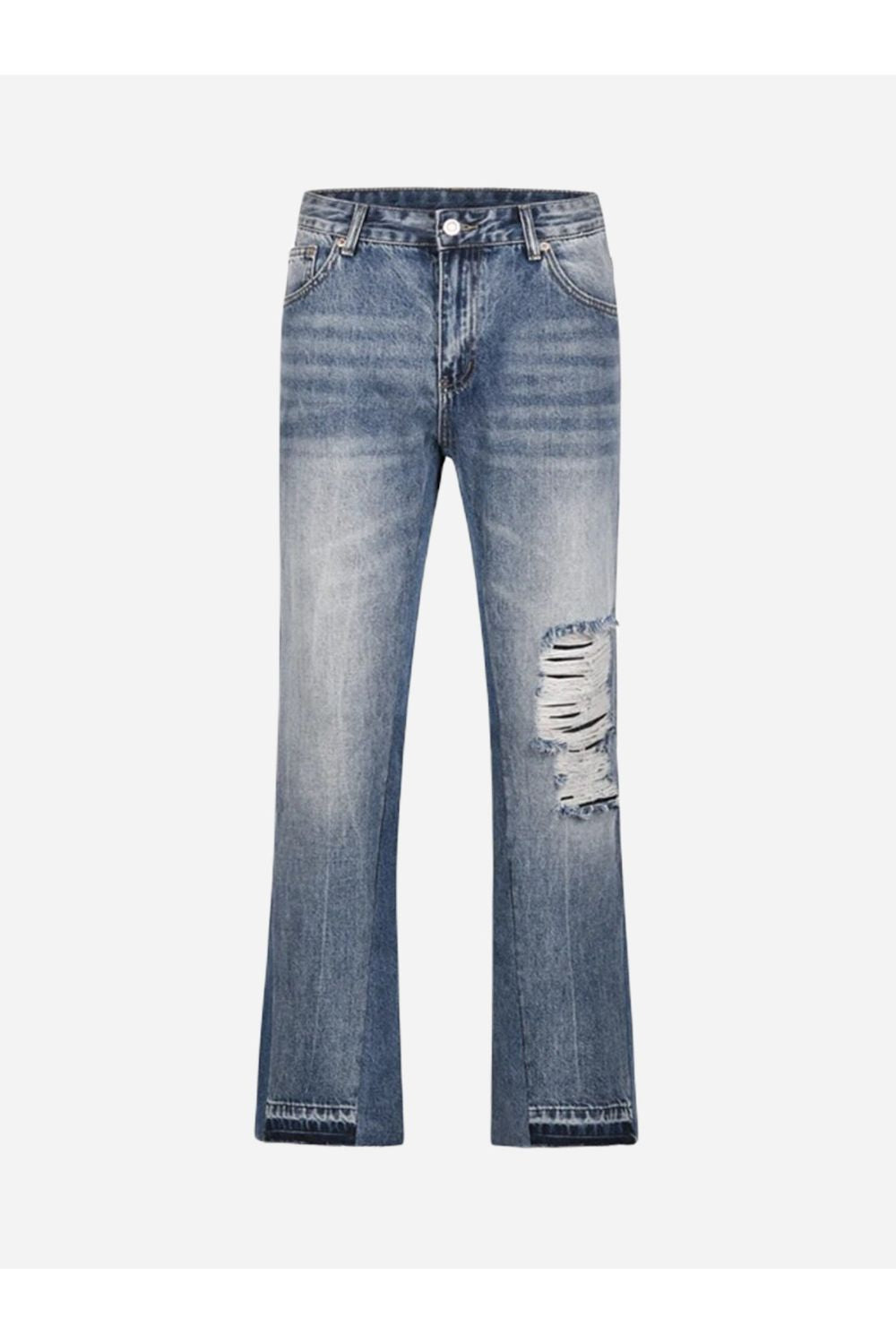 Jeans flare con design strappato