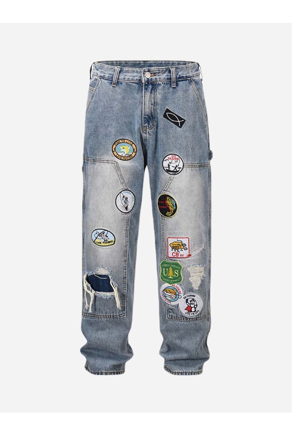 Jeans con patch dal design flare