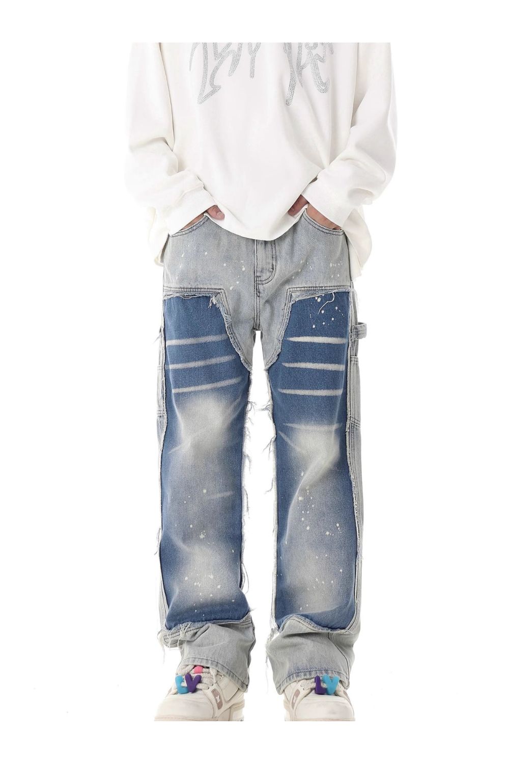 Jeans con design a vernice