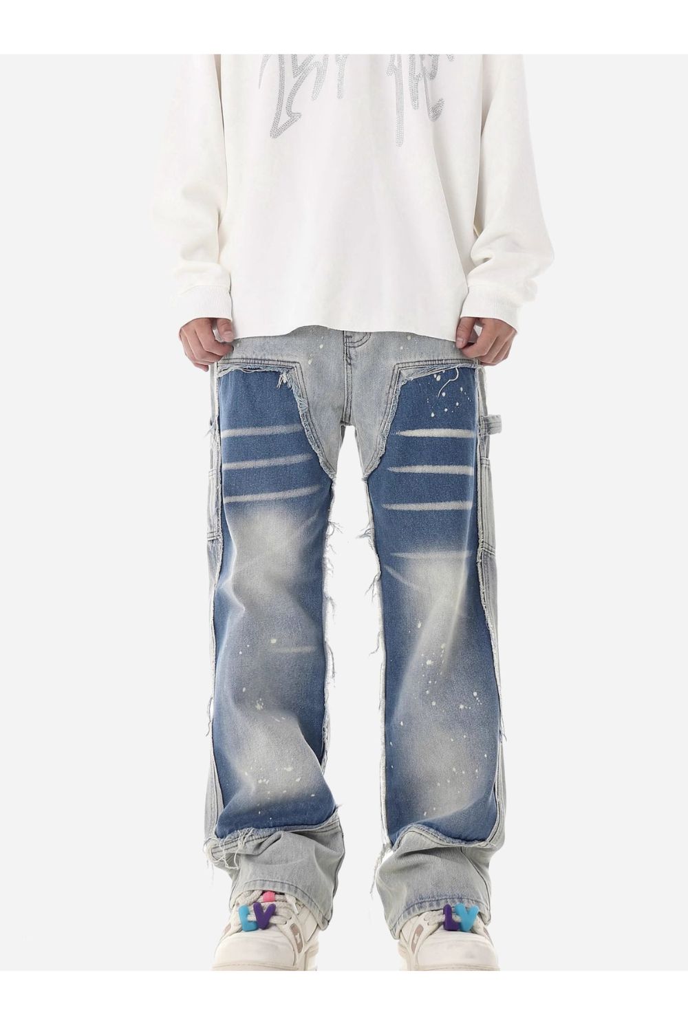Jeans con design a vernice