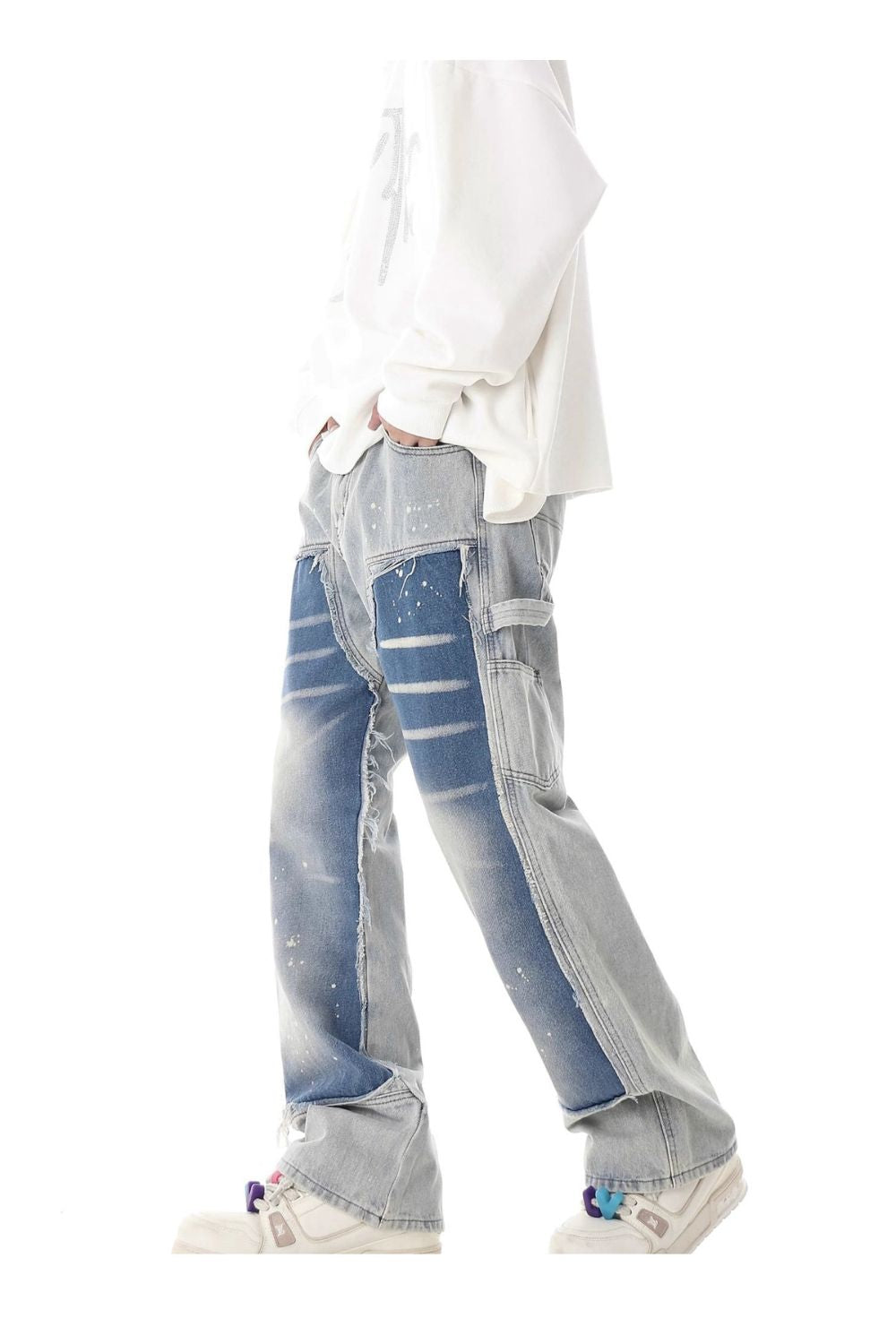 Jeans con design a vernice
