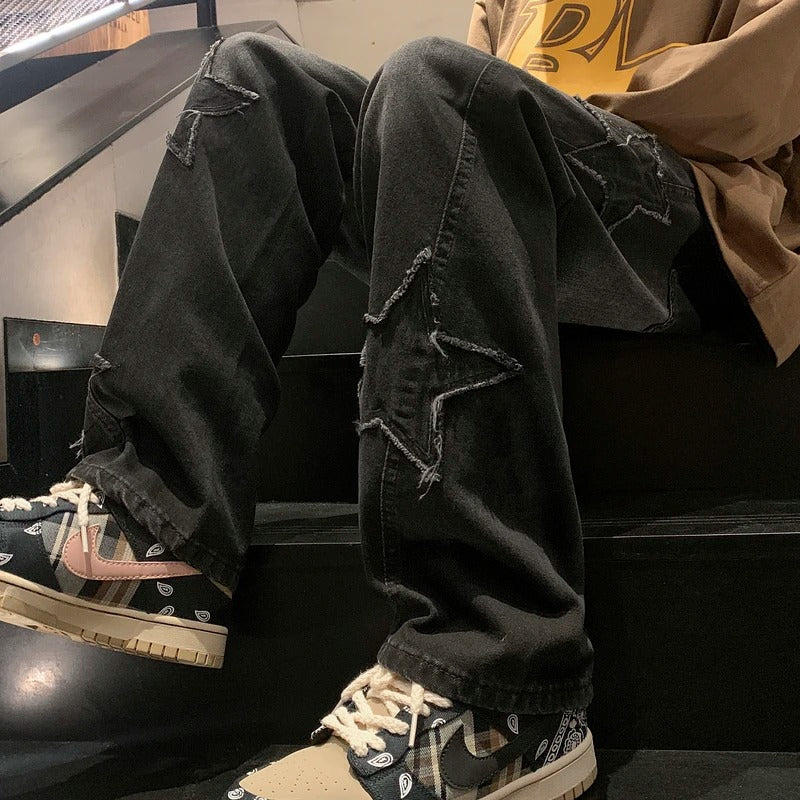 Jeans streetwear a gamba larga