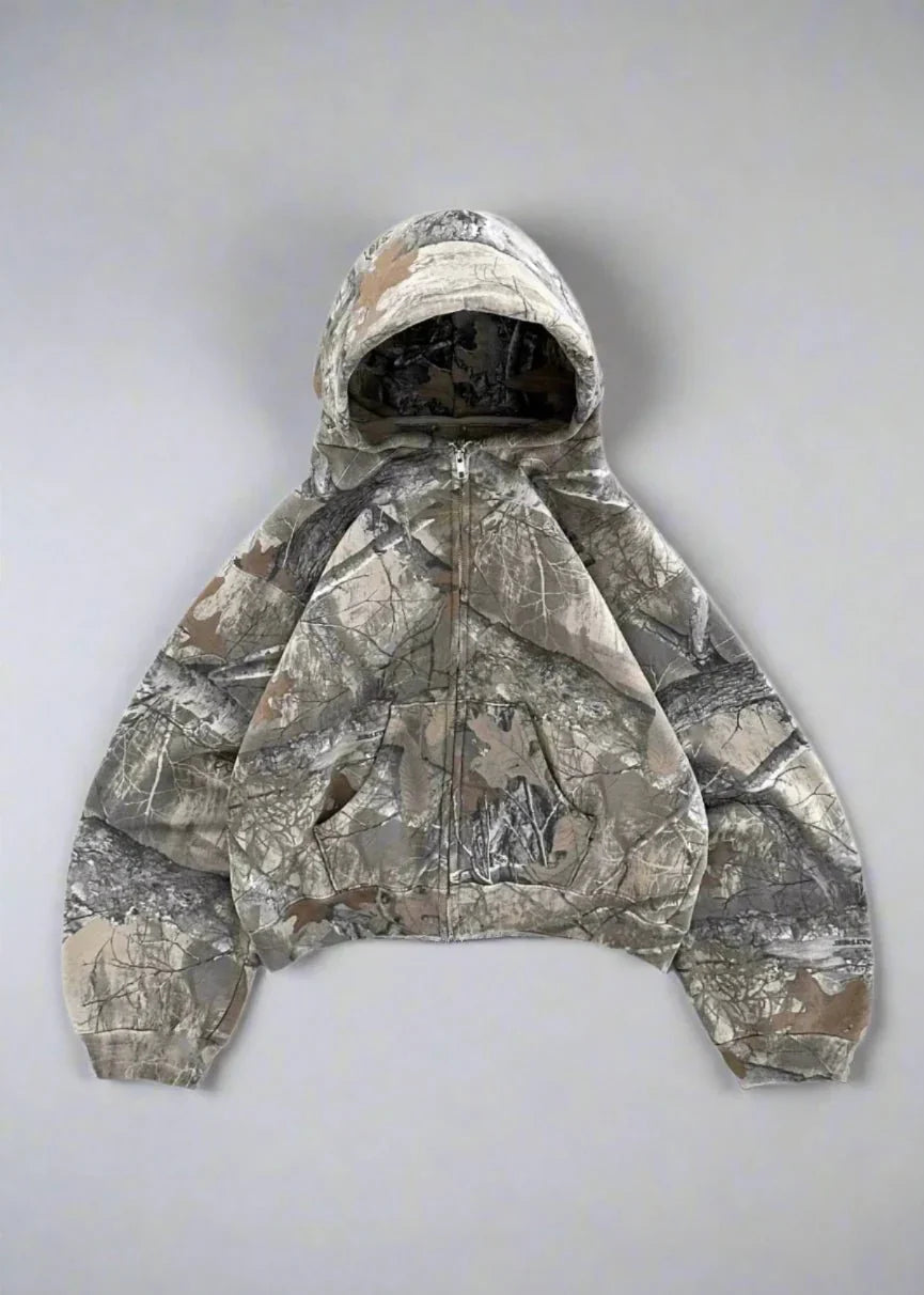Y2K Retro Felpa con zip - Camouflage